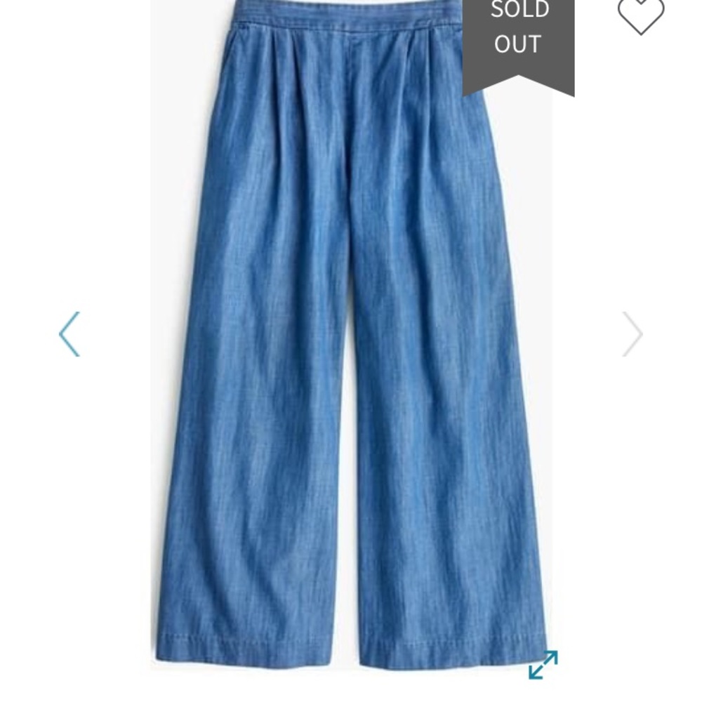 JCrew wide leg chambray pants size 10